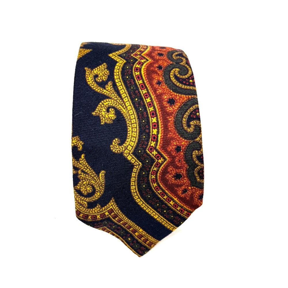 Polo Ralph Lauren 100% Wool Neck Tie Navy Paisley USA Made Smart Luxury Formal